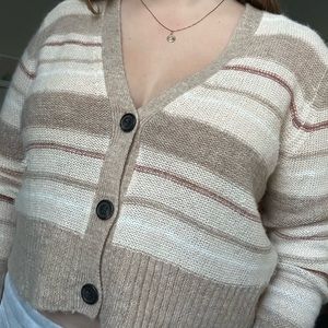 Neutral Striped American Eagle Cardigan
